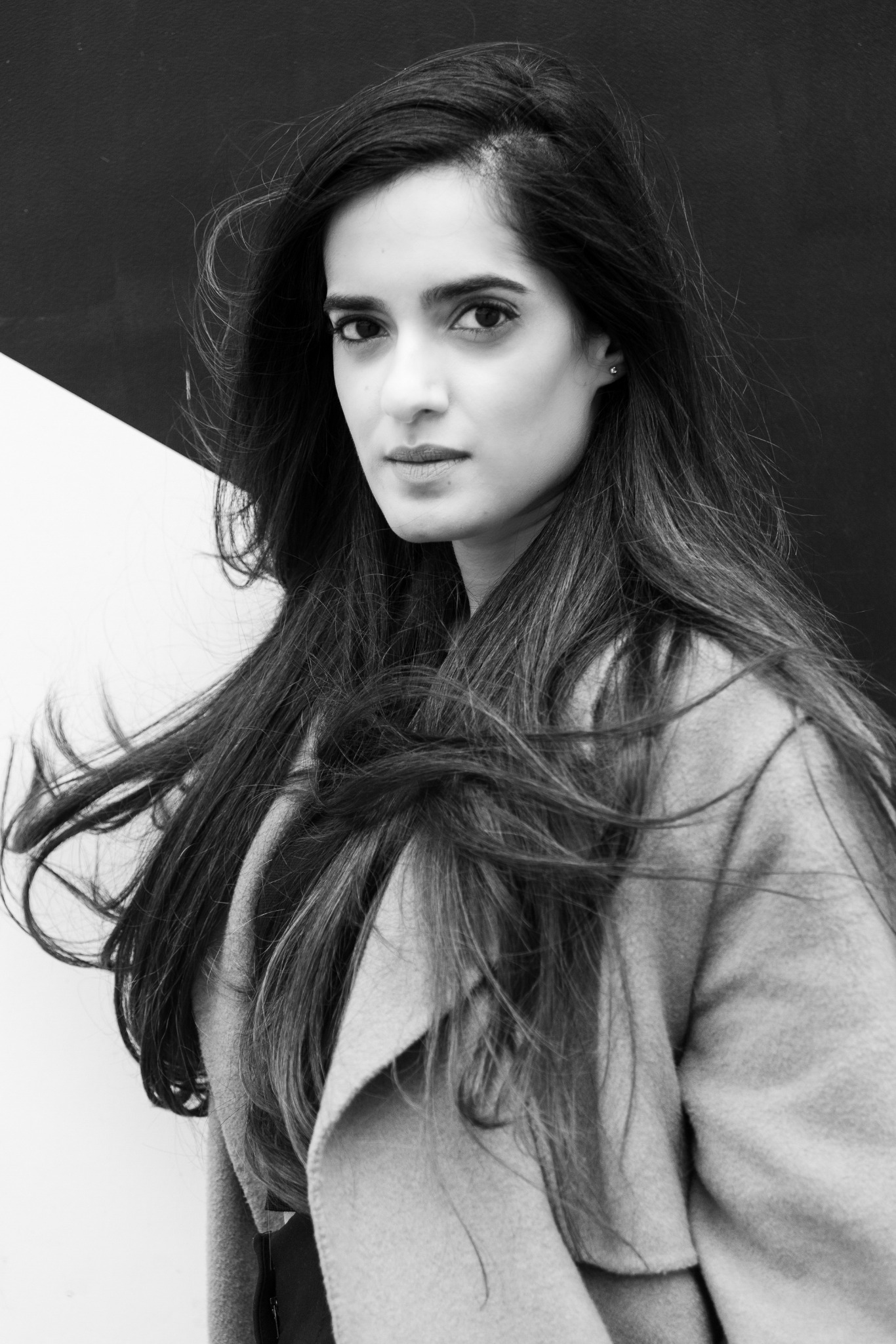 Graphic black and white close portrait